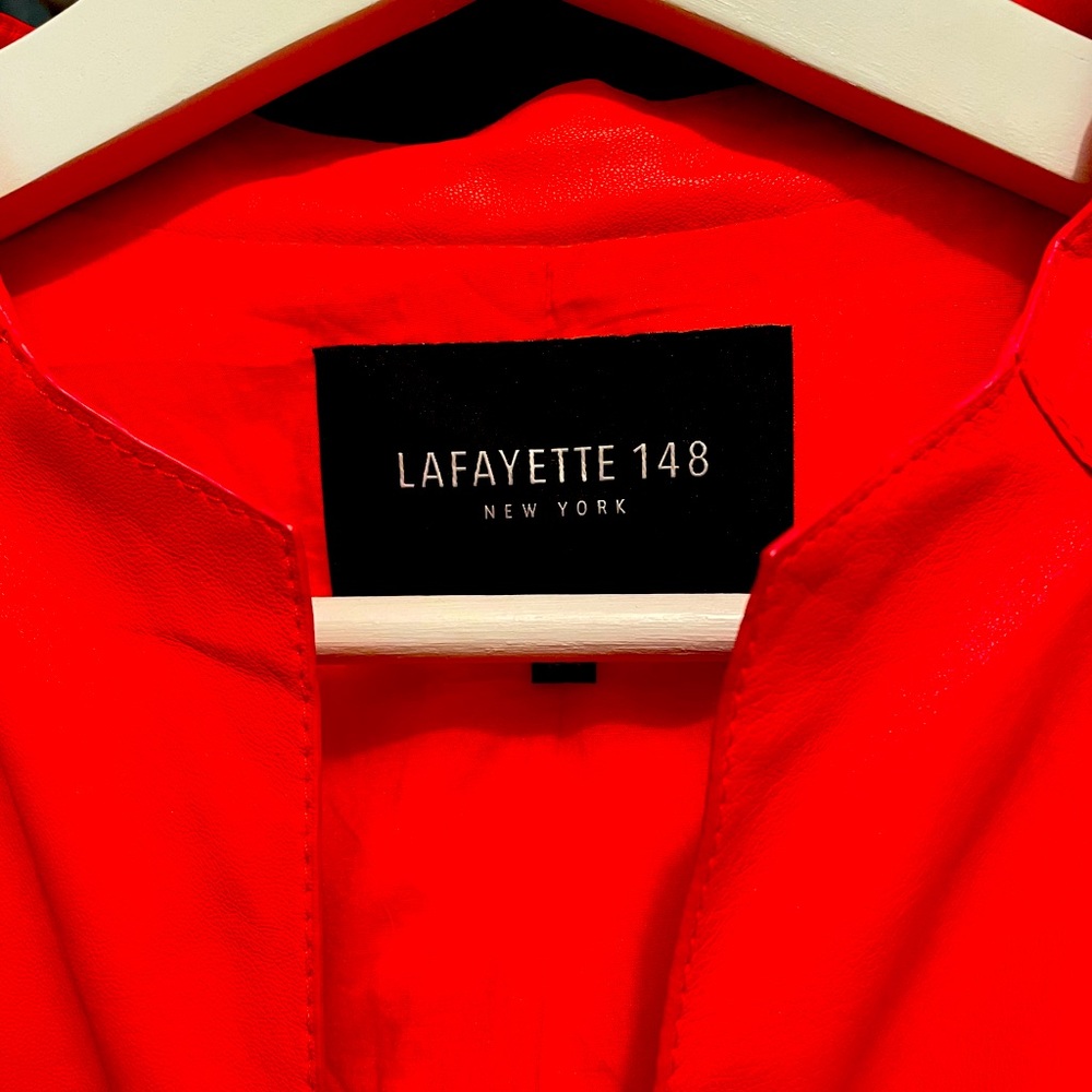 La Fayetteville 148 NY Lambskin Zip Jacket Vermilion color Size 14
